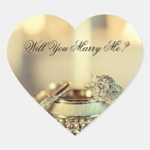 Gold Will you trouwt me proposal script Hart Sticker