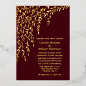 Gold Willows Bourgogne Mariage Foil Invitation (Recto)