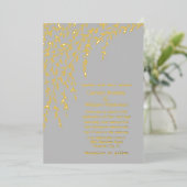 Gold Willows Gris Mariage Foil Invitation (Debout devant)