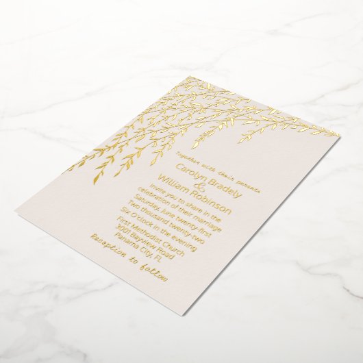 Gold Willows Ivory Mariage Foil Invitation (Rotation)