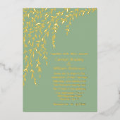 Gold Willows Light Sage Green Wedding Folie Uitnodiging (Voorkant)