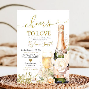 Gold Wine Cheers to Love Vrijgezellenfeest Kaart