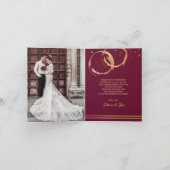 Gold Wine Mariage Photo Merci Note Card (Intérieur)