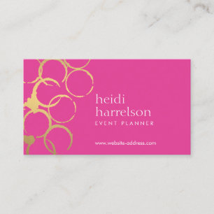 Gold Wine Stains Party Planner Carte de visite ros