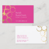 Gold Wine Stains Party Planner Carte de visite ros (Devant / Derrière)