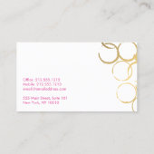 Gold Wine Stains Party Planner Carte de visite ros (Dos)