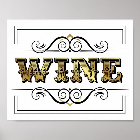  Gold WINE-teken afdrukken Poster (Voorkant)