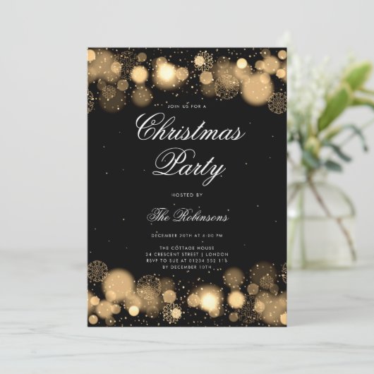 Gold Winter Fête Invitation Programme et menu (Debout devant)