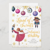 Gold Winter Nutcracker Birthday Invitation Kaart (Voorkant / Achterkant)