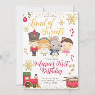 Gold Winter Nutcracker Birthday Invitation Kaart