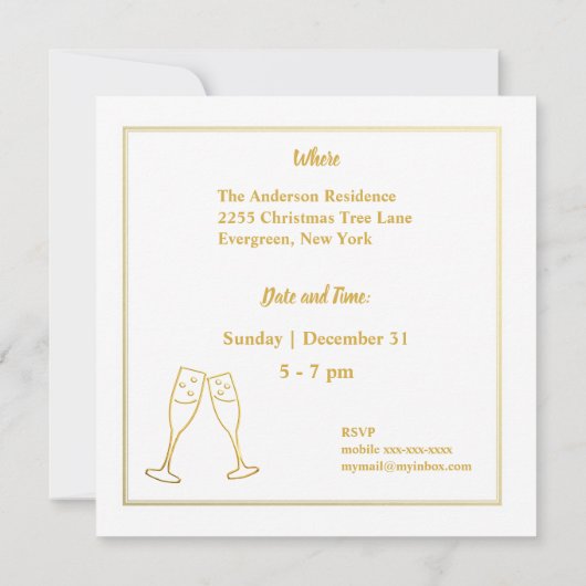 Gold Winter Plaid New Year's Party Invitation (Dos)