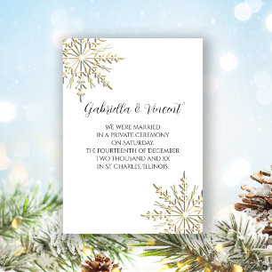 Gold Winter Snowflake Private Marriage / Elopement Kaart