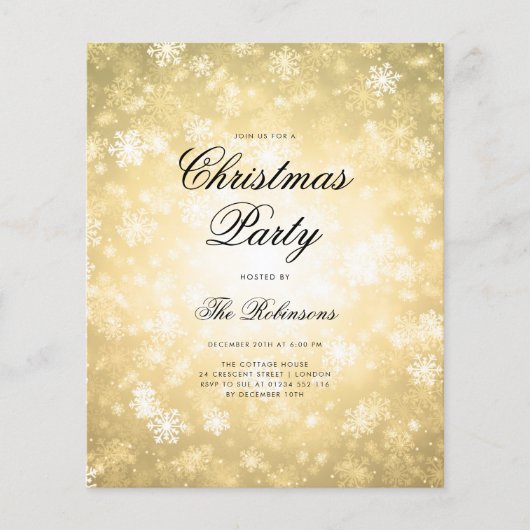 Gold Winter Vakantie Uitnodigen Programma & Menu (Voorkant)