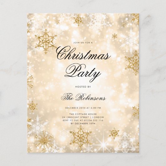 Gold Winter Wonder Vakantie Uitnodigen Programma & Flyer (Voorkant)