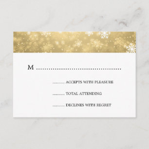 Gold Winter Wonderland Elegante bruiloft RSVP Kaartje