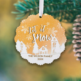 Gold Winter Wonderland Laat het Sneeuwvakantie Ornament Kaart