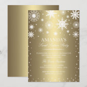 Gold Winter Wonderland Sweet 16 Invitation (Devant / Derrière)