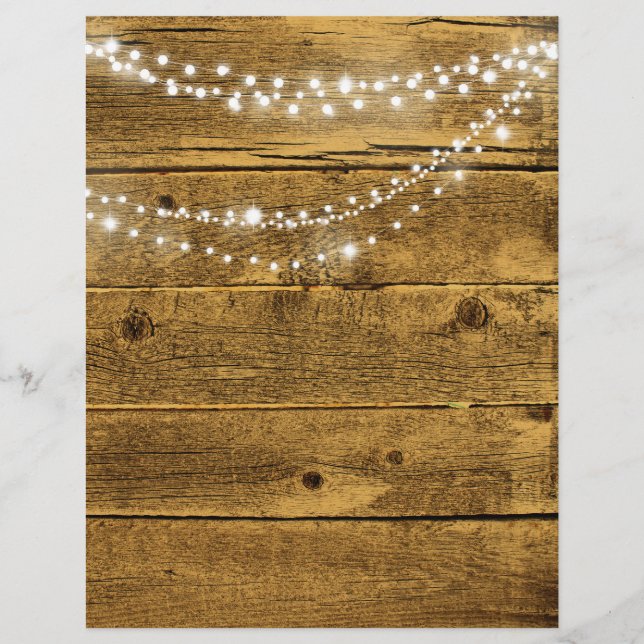 Gold Wood Grain & String Lights Scrapbook Paper (Voorkant)