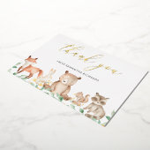 Gold Woodland Animals Baby shower Hartelijk dank Folie Uitnodiging (Gedraaid)