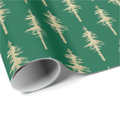 Gold Woodland Pine Tree Forest Green Cadeaupapier (Rol Hoek)