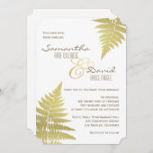 Gold Woodland Wedding Fern Invitation Kaart (Voorkant / Achterkant)