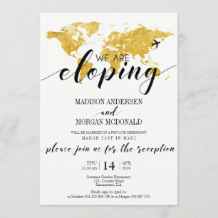 Gold World Map Nous quittons le invitation d'accue