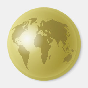 Gold World-Wereldbol Magneet