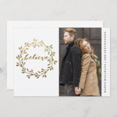 Gold Wreate Holiday Card met foto Feestdagenkaart (Voorkant / Achterkant)