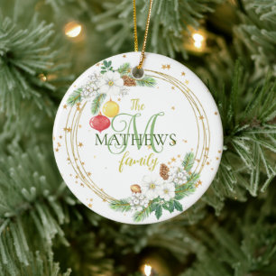 Gold Wreated Ornament White Berries en Petunias