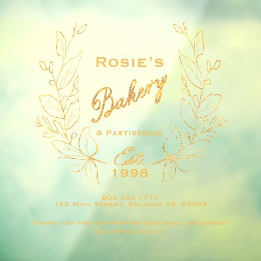 Gold Wreath Bakery Logo Company Info Raamsticker (Vel 3)