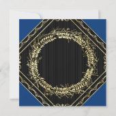 Gold Wreath et Blue Holiday Party Invitation (Dos)