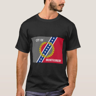 Gold Wreath Grey and Red Montgomery Alabama Flag C T-shirt