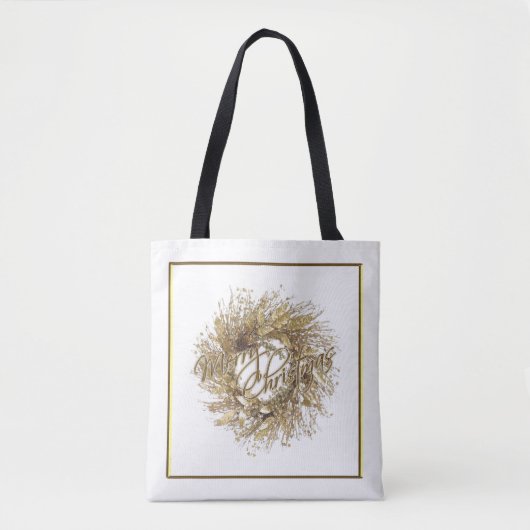 Gold Wreath Merry kerstCanvas tas (Voorkant)