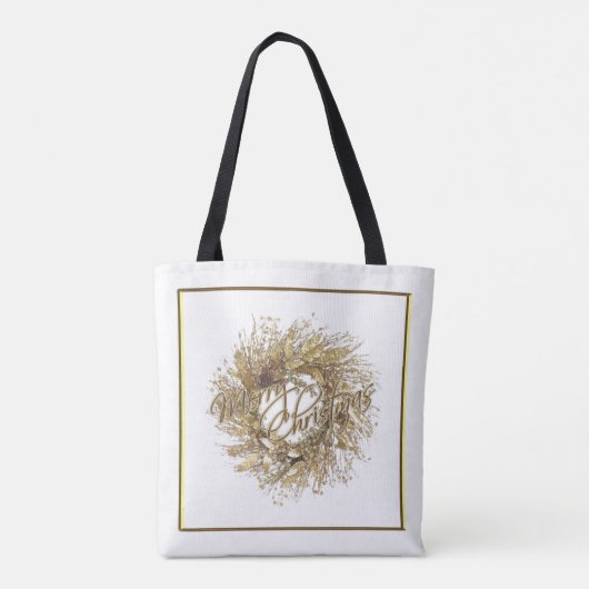 Gold Wreath Merry kerstCanvas tas (Achterkant)