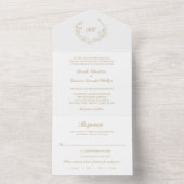 Gold Wreath Monogram Elegante bruiloft All In One Uitnodiging (Binnen)