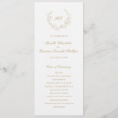 Gold Wreath Monogram Elegante bruiloft Programma (Voorkant)