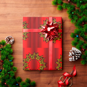 Gold Wreaths met Rode Kerstmis Cadeaupapier