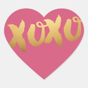 Gold XOXO houdt van Roze hartstickers Hart Sticker