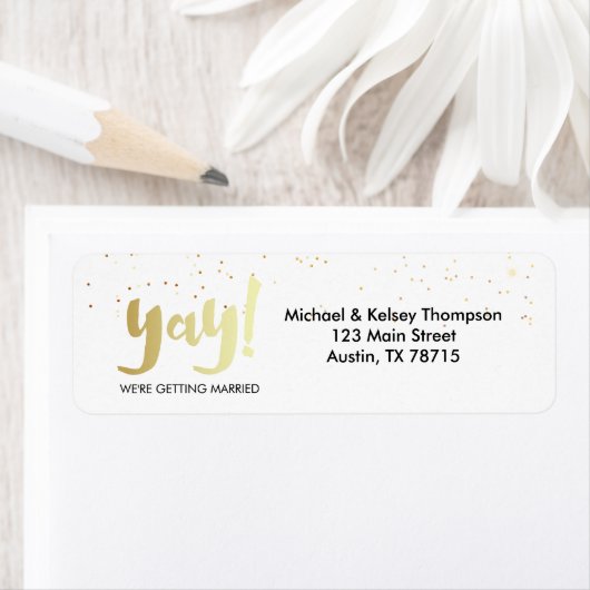 Gold Yay We gaan trouwen Retouradres Etiket (Insitu)