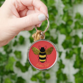 GOLD YELLOW BLACK BUMBLEBEE CALLIGRAPHY TEKST BEE SLEUTELHANGER (Hand)
