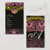 GOLD YELLOW BLACK PINK AMETHYST DAMASKMONOGRAM VISITEKAARTJE (Voorkant / Achterkant)