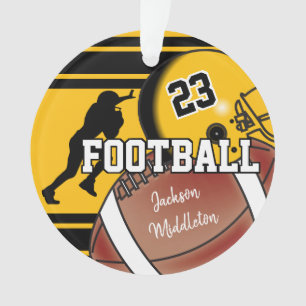 Gold Yellow en zwart personaliseer Football Ornament