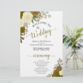 Gold & Yellow Floral Budget Wedding Programme (Staand voorkant)