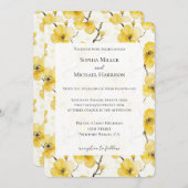 Gold Yellow Flowers Wedding Kaart (Voorkant / Achterkant)