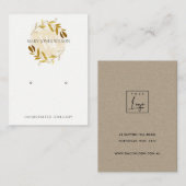 GOLD YELLOW FOLIAGE MONOGRAM EARRING DISPLAY LOGO VISITEKAARTJE (Voorkant / Achterkant)