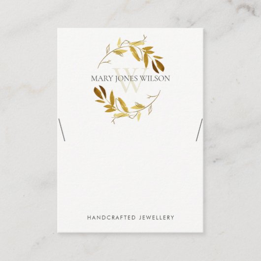 GOLD YELLOW FOLIAGE MONOGRAM KETTING DISPLAY LOGO VISITEKAARTJE (Voorkant)