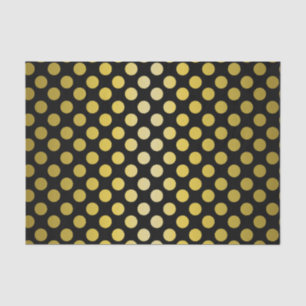 Gold Yellow Polka Dots op zwart weefsel Tissuepapier