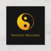 Gold Yin Yang Symbool Holistische Healer QR-code Vierkante Visitekaartje (Voorkant)