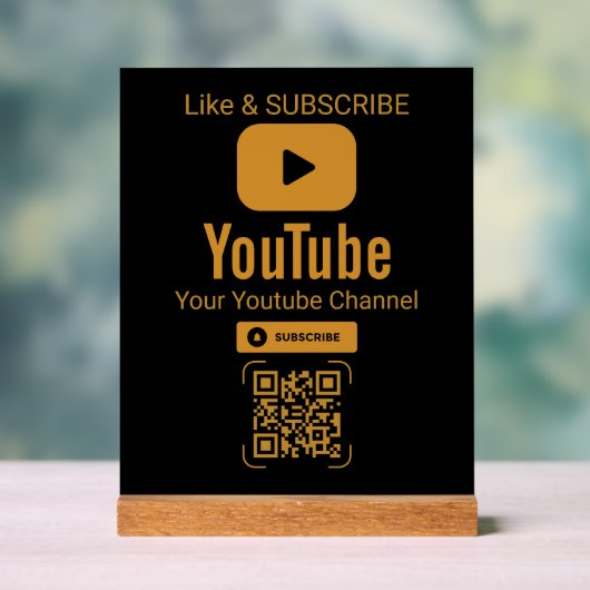Gold YouTube Subscribe QR Code Black (Neutre)