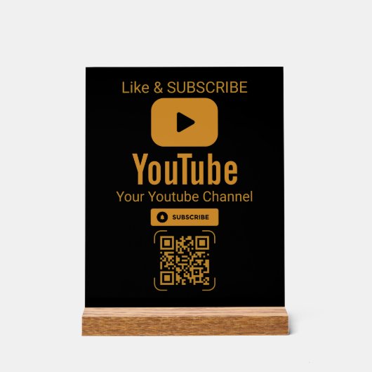 Gold YouTube Subscribe QR Code Black (Recto)
